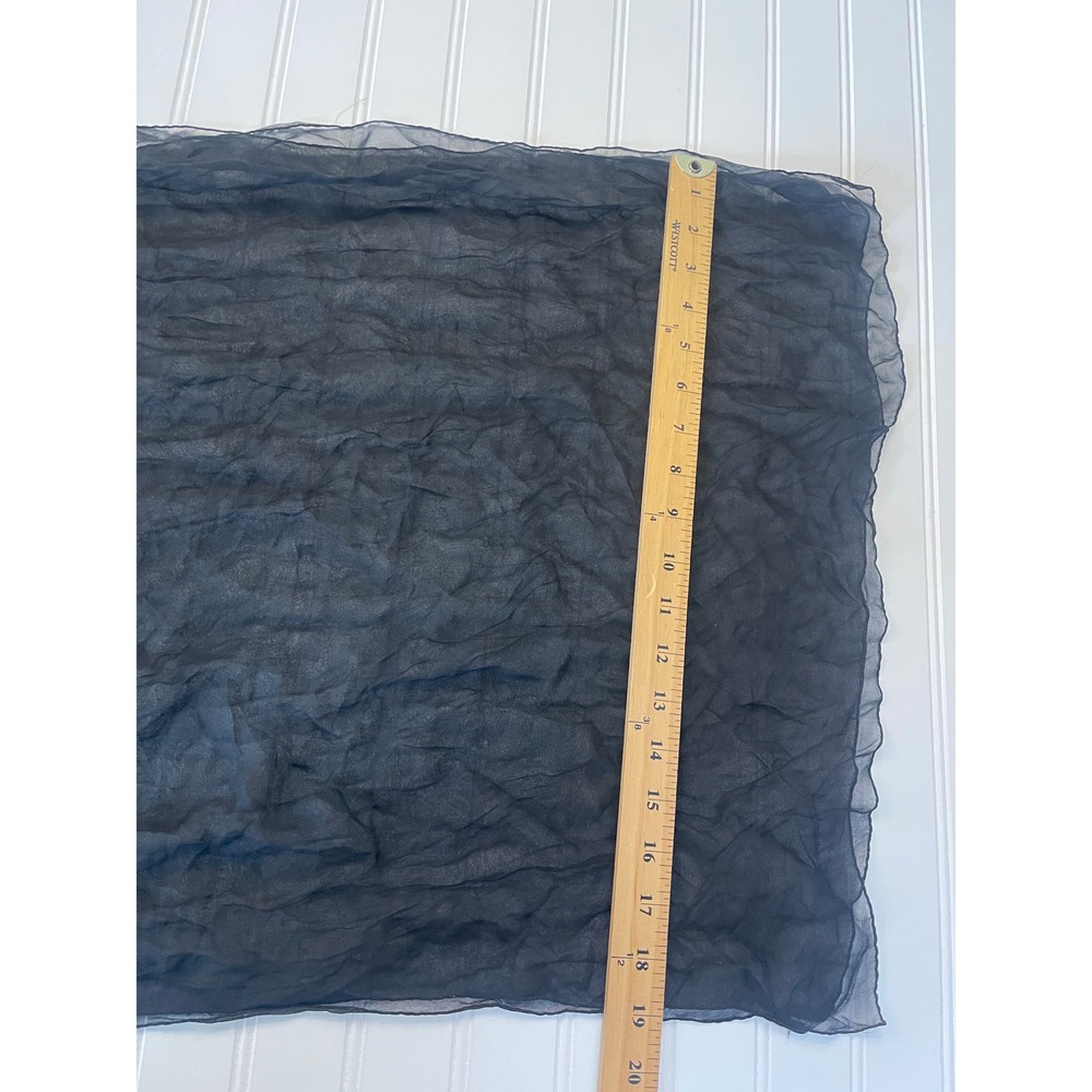 Saks Fifth Avenue Silk Black Sheer Scarf Lightweight Wrap Accessory - Picture 4 of 7